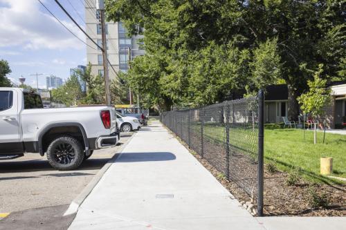 New sidewalk in front of Bow Valley to allow dual pedestrian circulation