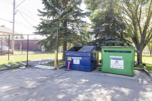 Waste management area will be enclosed to reduce the risk of dumpster diving and arsonists.